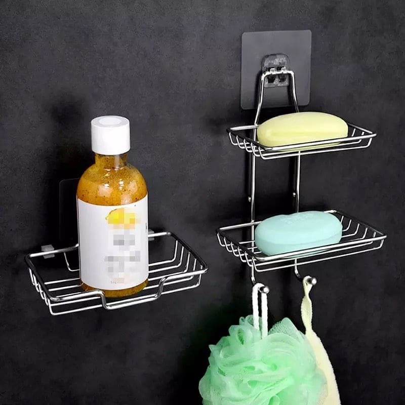 Stainless Steel Soap Dish, Creative Soap Rack, Drill Free Soap Sponge Storage, Wall Mounted Shampoo Holder, Stainless Steel Soap Sponge Holder Stainless Steel Soap Dish, Creative Soap Rack, Drill Free Soap Sponge Storage, Wall Mounted Shampoo Holder, Stainless Steel Soap Sponge Holder